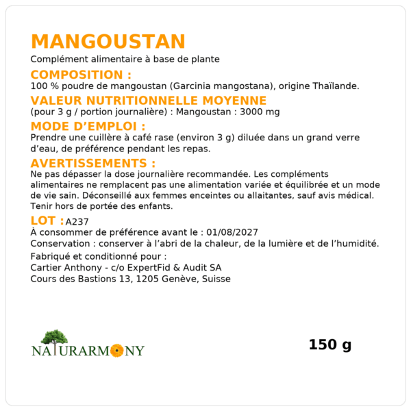 Mangoustan en poudre 150g – Image 2